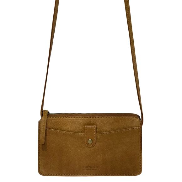 American Leather Co Small Cognac Brown Soft Leather Handbag Crossbody - Picture 2 of 9